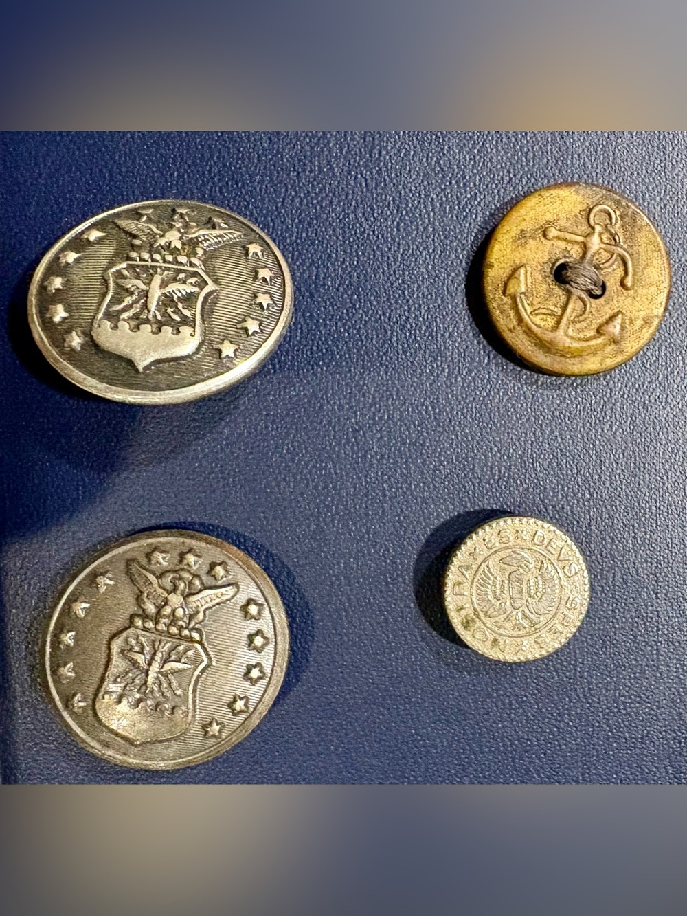 Vintage military button collection set of 4